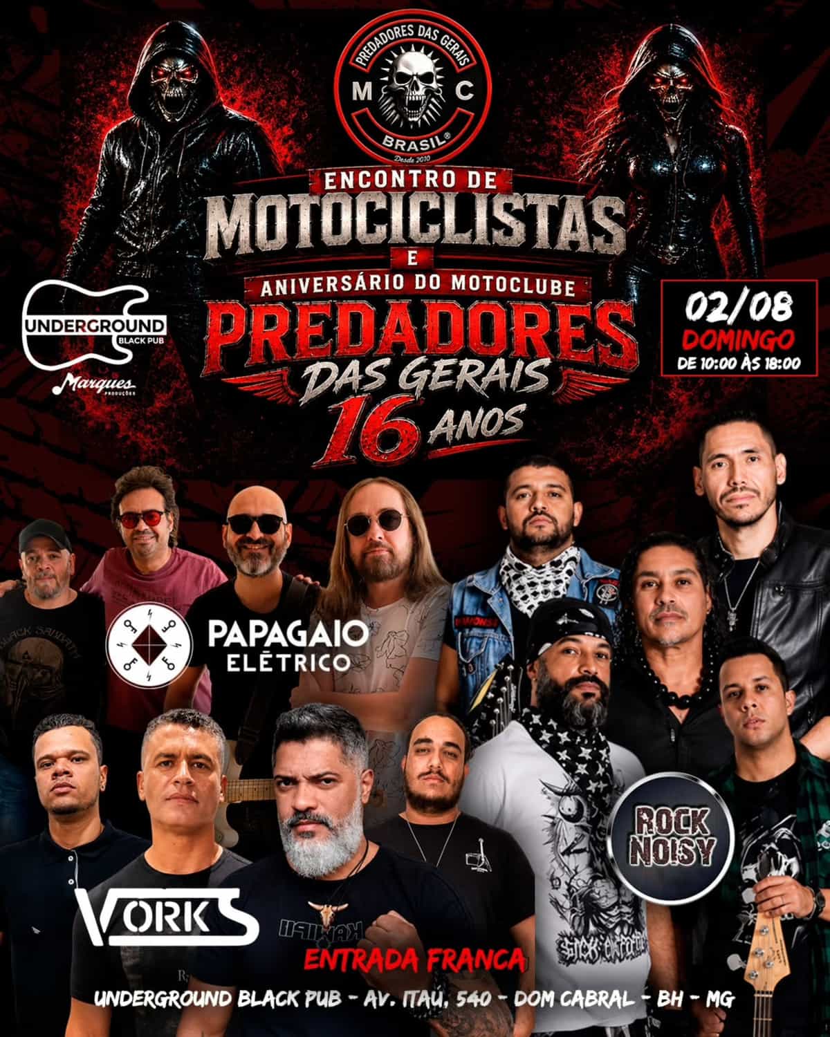 Encontro de Motociclistas e 16 anos do Moto Clube Predadores das Gerais — Rock