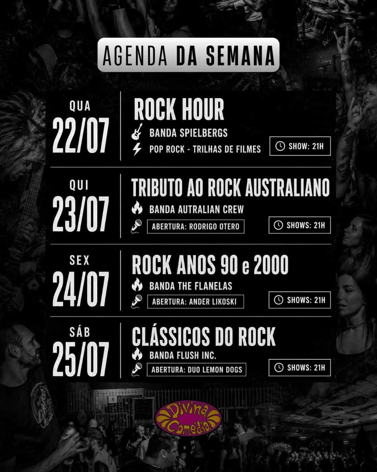 Agenda da Semana no Divina Comédia — Rock